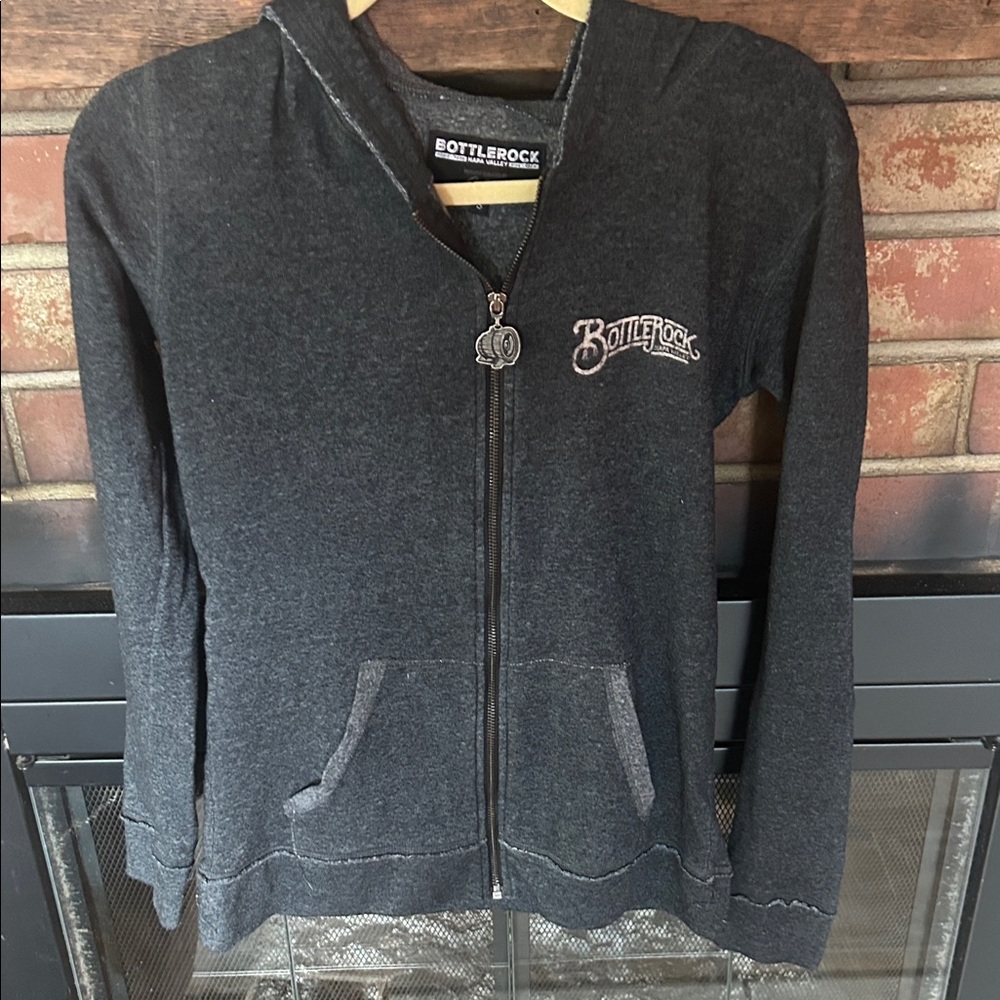 Custom BottleRock charcoal Zip-Up Hoodie